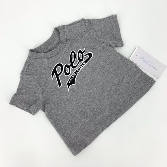 Ralph Lauren NWT Infant Heather Grey Script 'Polo' Logo Short Sleeve Tee, 3M - Picture 2 of 14